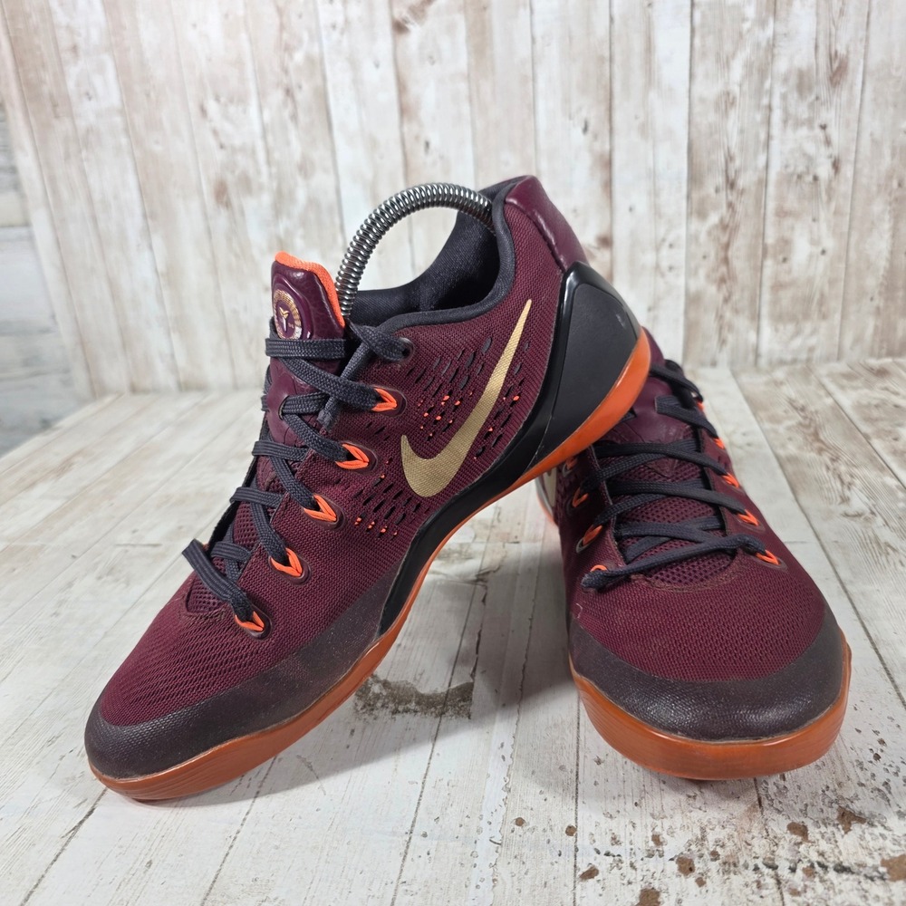 Nike Kobe 9 EM Deep Garnet Metallic Gold Basketball Shoes 646701-678 Mens 8 - Picture 7 of 8